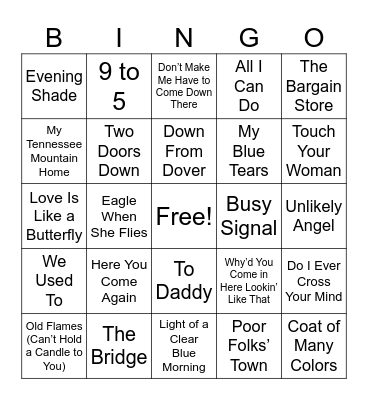 Dolly Parton Bingo Card