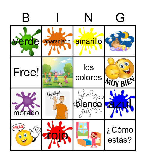 Greetings/Colors Bingo Card
