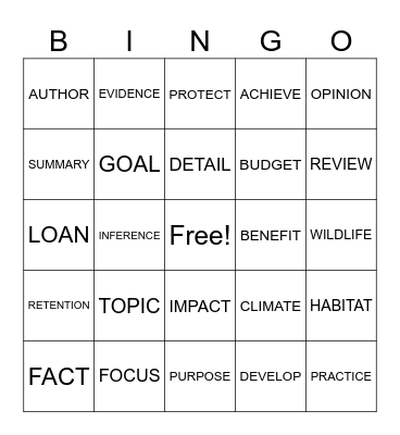 BINGGO LEVEL 3.1 Bingo Card