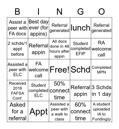 Tribe Bingo Card
