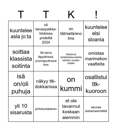 tutustumisbingo Card
