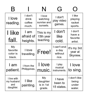 WHO IS MS. SAYON? Bingo Card