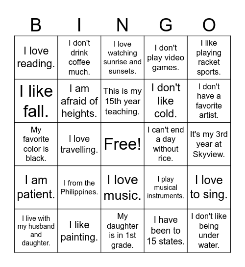 WHO IS MS. SAYON? Bingo Card