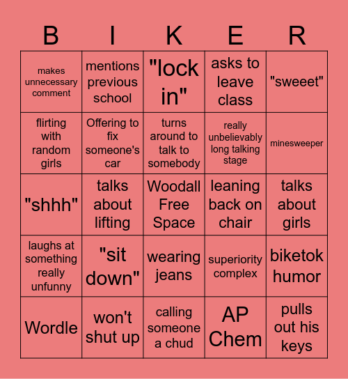 Aiden Woodall Bingo Card Bingo Card