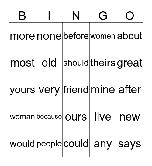 iRead Sight Words - Gr. 1/2 (#2) Bingo Card