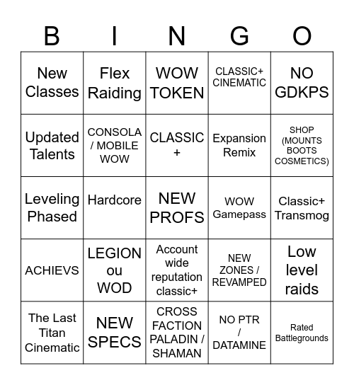 BROSKIS BLIZZCON WOW Bingo Card
