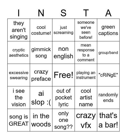 Ig Bingo Card