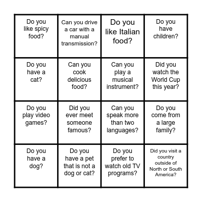 Find Someone Who . . . Bingo Card