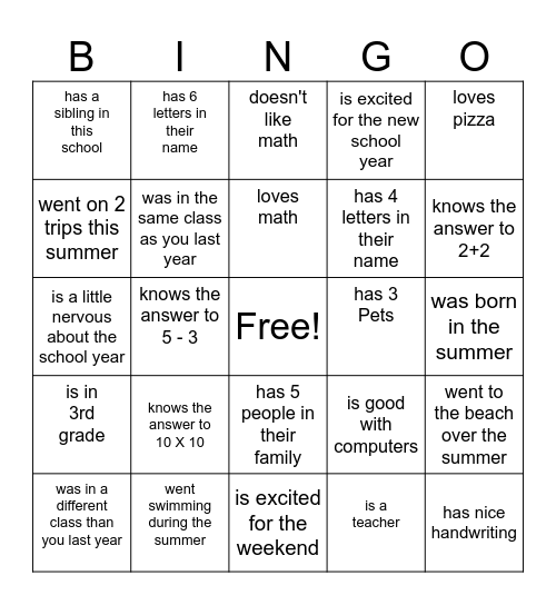 Find someone who... Bingo Card