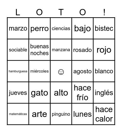 LOTO Bingo Card