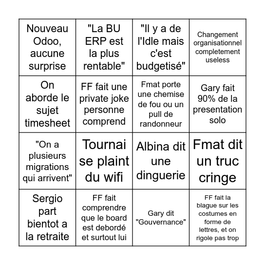 Meeting "C'est la rentrée" Bingo Card