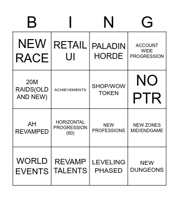 WoW Classic + Bingo Card
