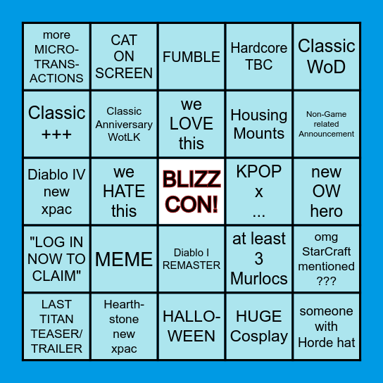 BLIZZCON 2026 BINGO CARD! Bingo Card