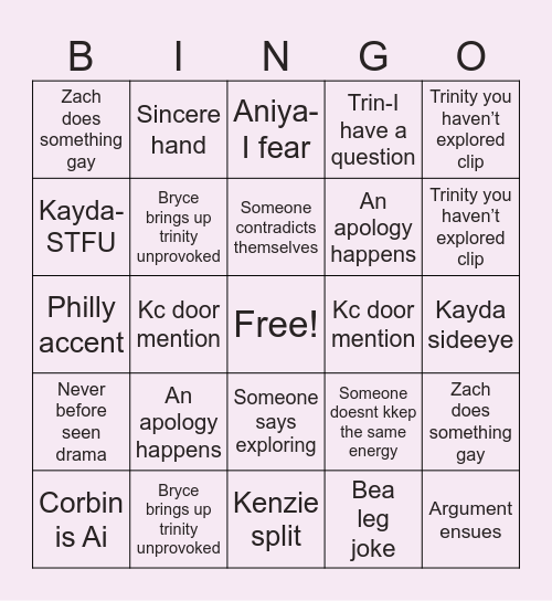 Love Island Reunion Bingo Card