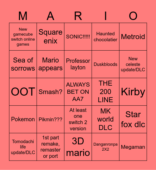 SEPTEMBER DIRECT PREDICTIES Bingo Card