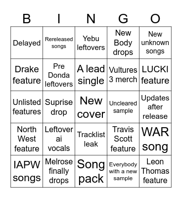 Vultures 3 BINGO Card