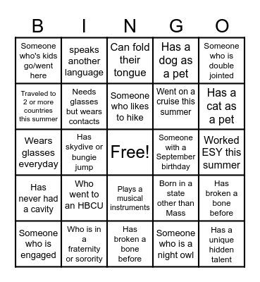Crew BINGO Card