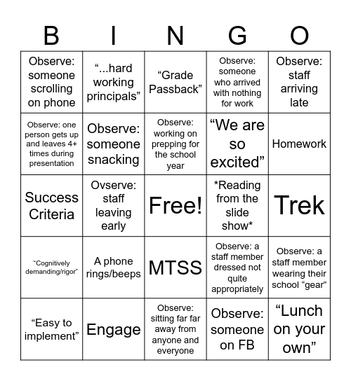 Am I professionally developed? Bingo Card