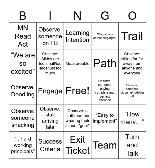 Am I professionally developed? Bingo Card