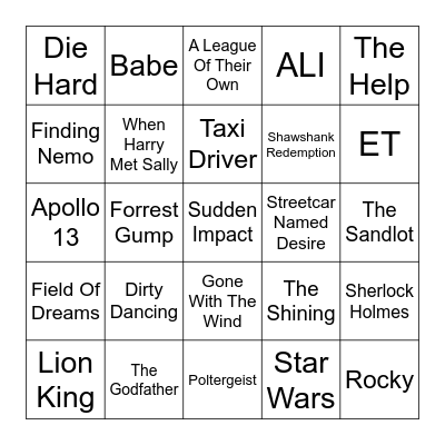 FAMOUS MOVIE LINES---SINGO Bingo Card