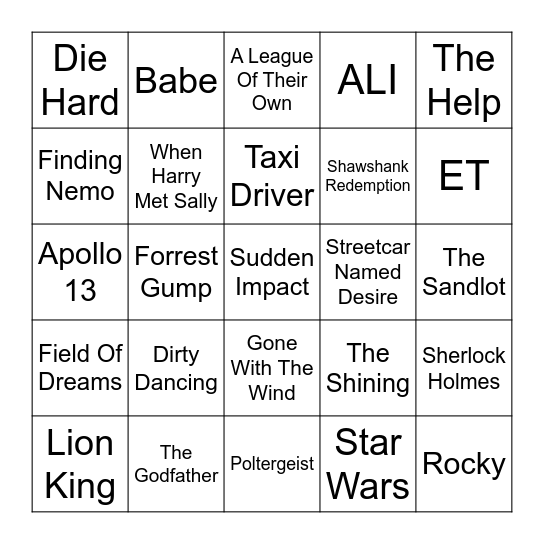 FAMOUS MOVIE LINES---SINGO Bingo Card