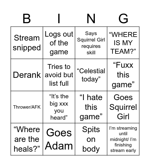 Moes Enterprise Inc Bingo Card