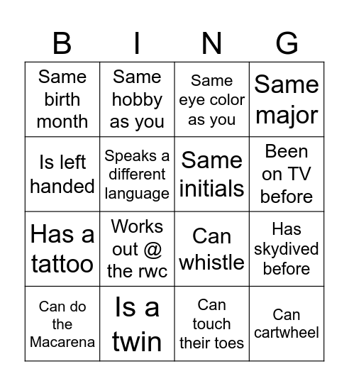 Discomfort Club Friendship Bing! Bingo Card