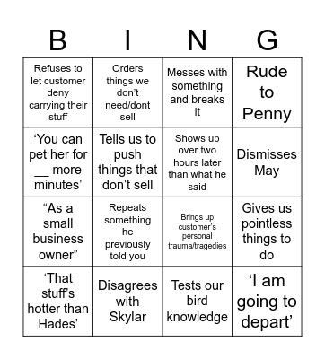 Bingo Round 2 Bingo Card