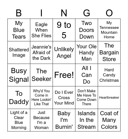 Dolly Bingo Card