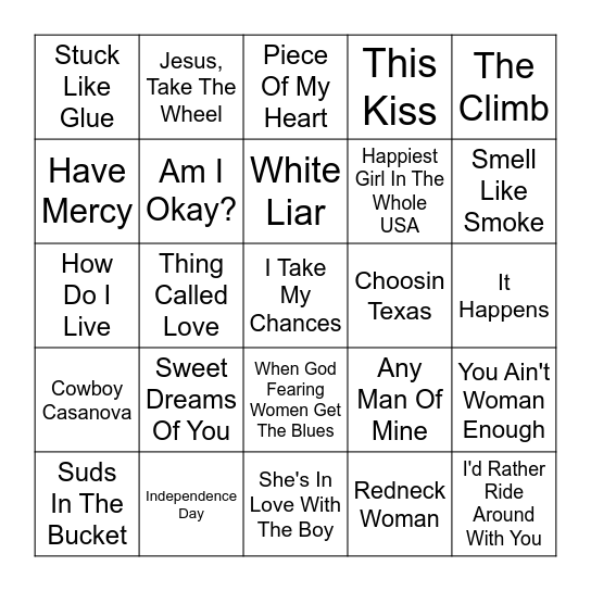 COUNTRY LADIES Bingo Card