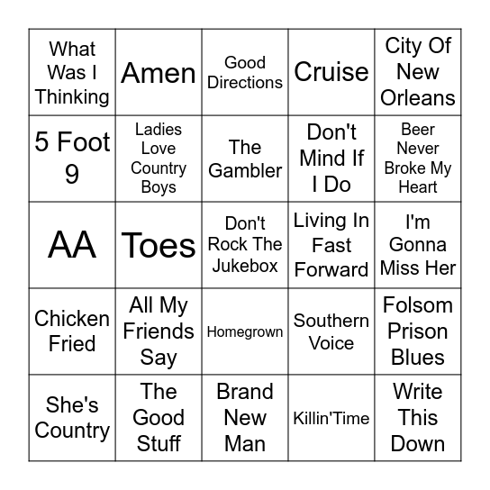 COUNTRY MEN Bingo Card