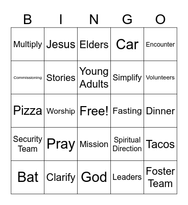 Team Night Bingo Card