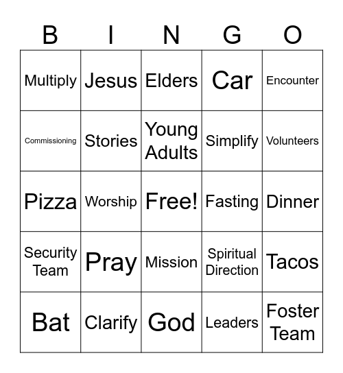 Team Night Bingo Card