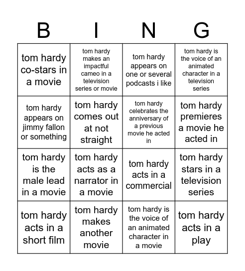 2026 Bingo Card Bingo Card