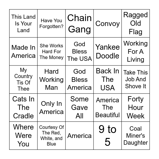 911--LABOR DAY----SINGO Bingo Card