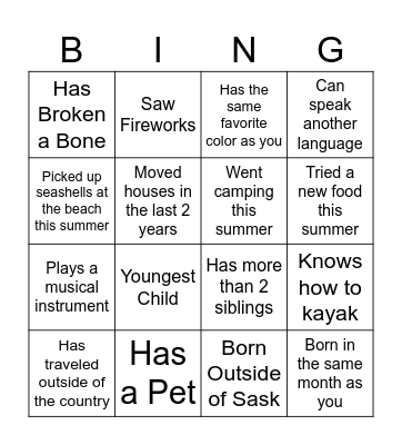 Back-to-School Bingo Card