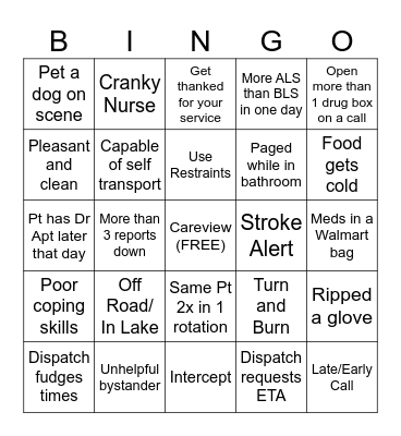 September EMS Bingo Card