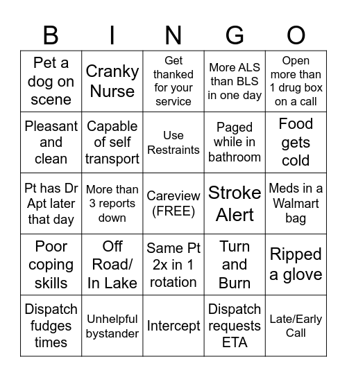 September EMS Bingo Card