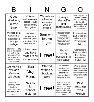 QSAS Fun Facts Bingo Card