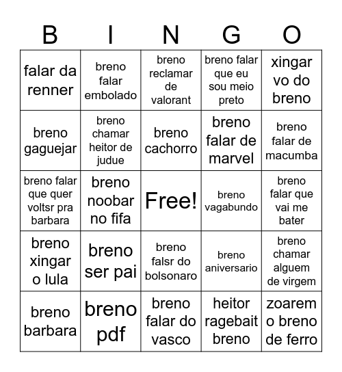 bingo breno Bingo Card
