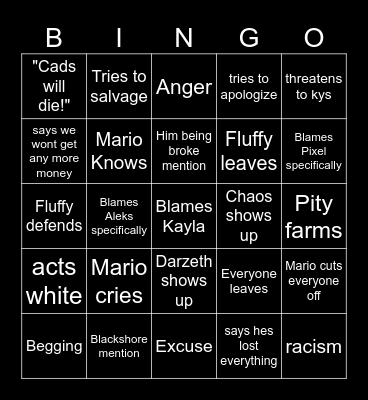 Bowser was right Bingo Card
