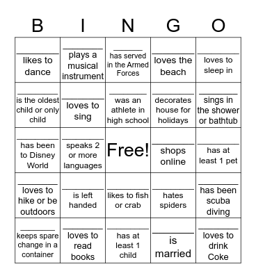 People Bingo Card