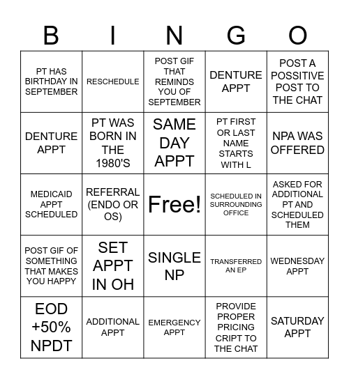 Sky Blue Elephants Bingo Card