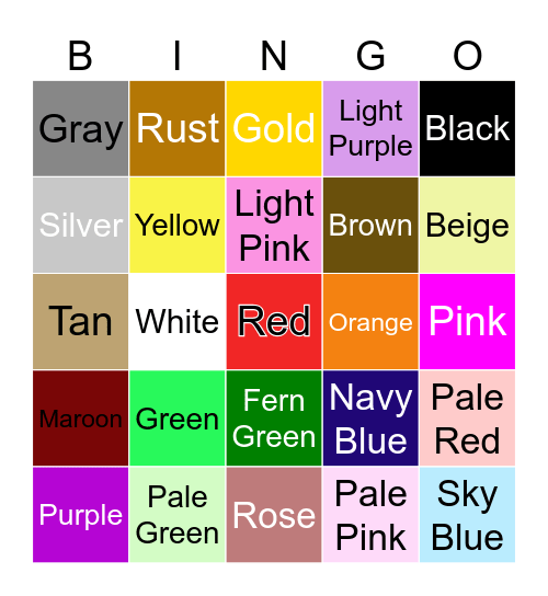 YA Book Cover Color Bingo! Bingo Card
