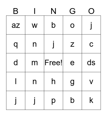 African American Bingo Card