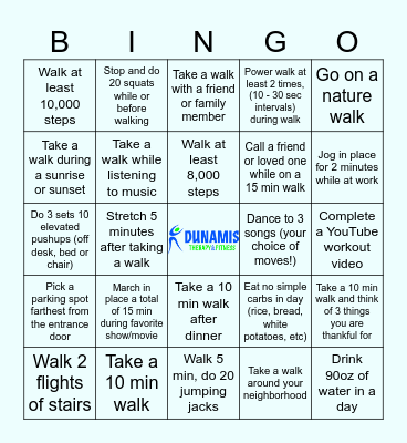 September Walking Bingo Card