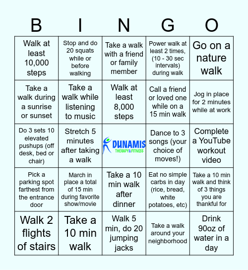 September Walking Bingo Card