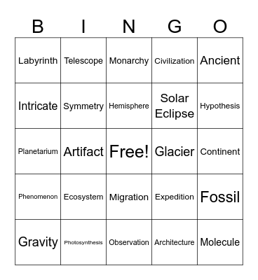 Word Work Bingo Card