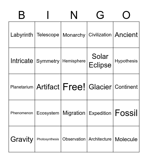Word Work Bingo Card