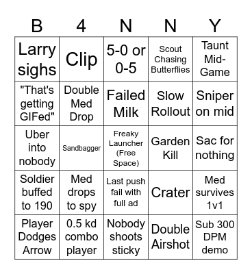 LB Scrim Bingo Card Bingo Card